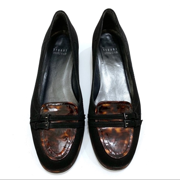 Stuart Weitzman Black & Tortoise Shell Print Flats - Picture 1 of 8